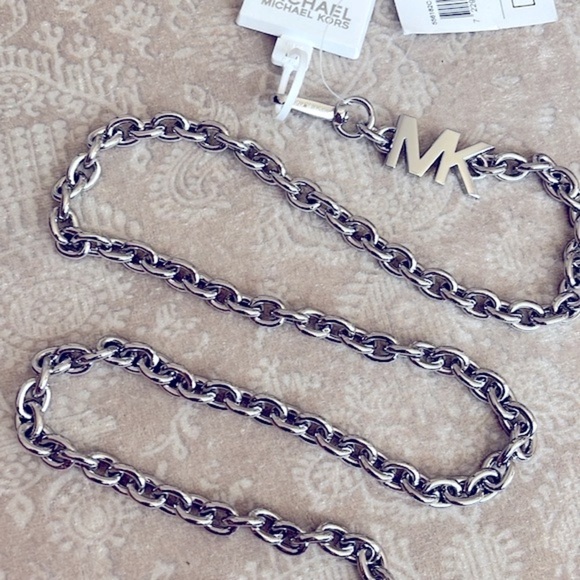 Brand New Michael Kors Silver Tone Metal Chain Belt Cinched Waist main image 14